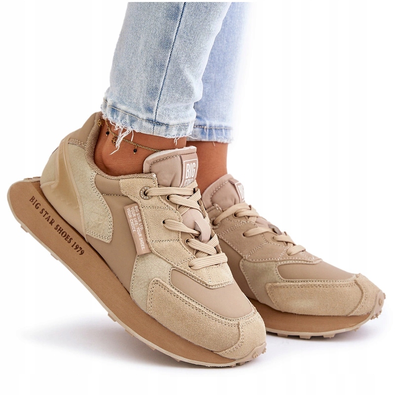 Dámské Kožené Tenisky Big Star OO274564 Hi-poly Systém Béžové 41