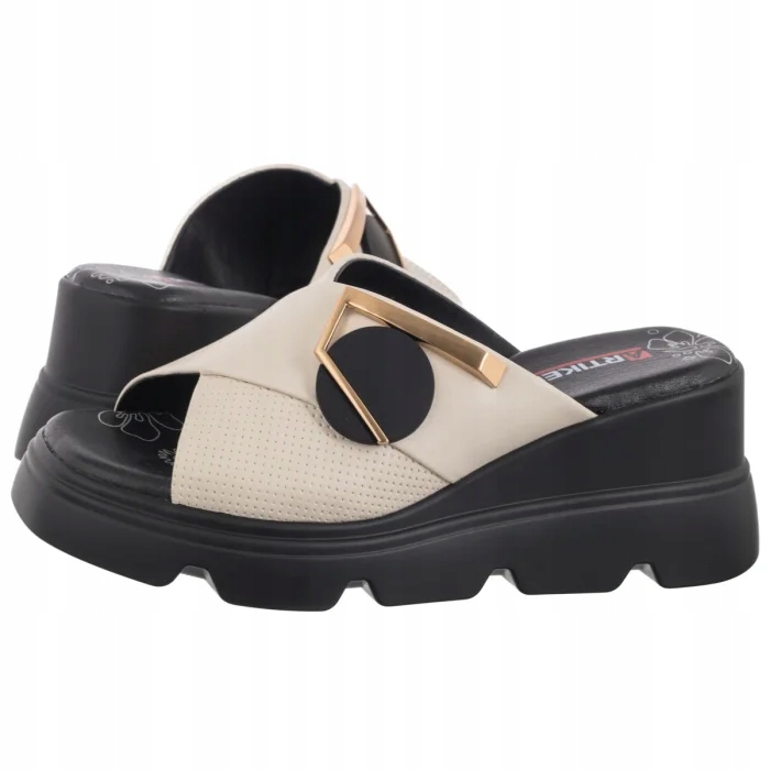 Boty Nazouváky Kožené na klínku Dámské Artiker Béžové 56C1585