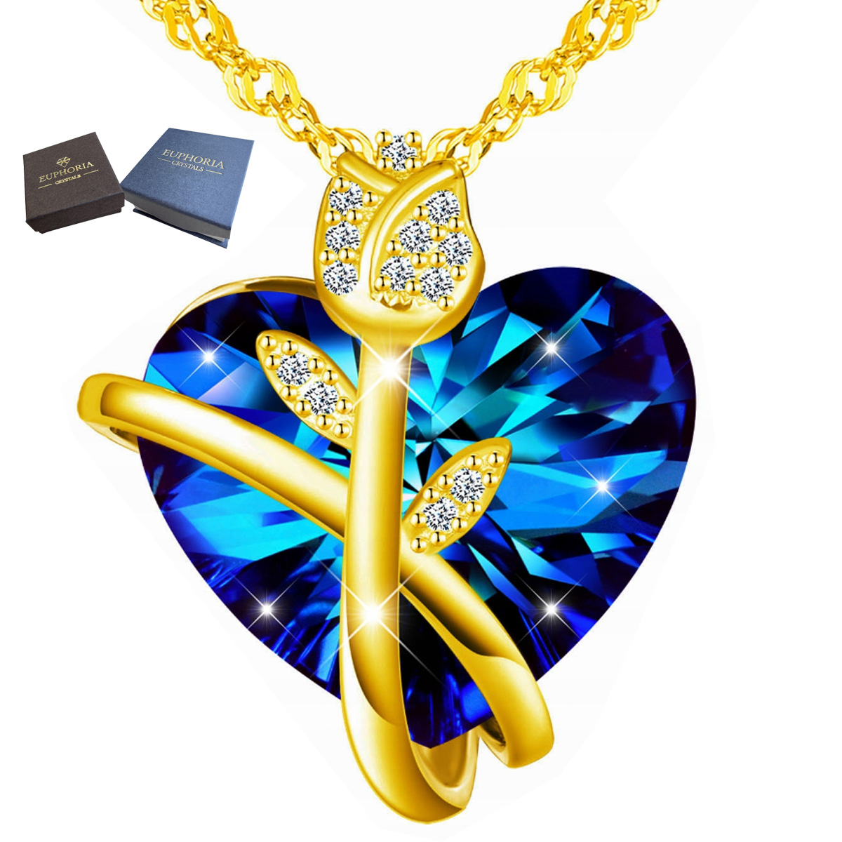 Náhrdelník Stříbro 925 Zlatý s přívěskem Srdce Dárek pro ženu Zirkony