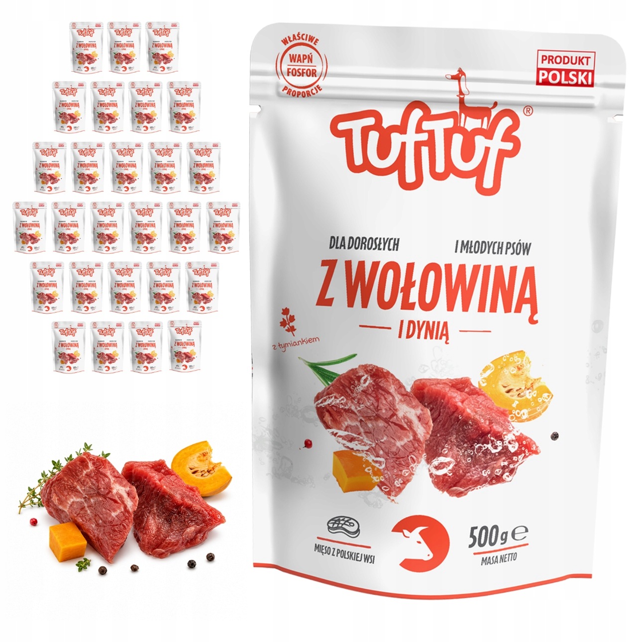 TufTuf vlhké krmivo pro psy Hovězí dýně kapsička 30x500g Meloun