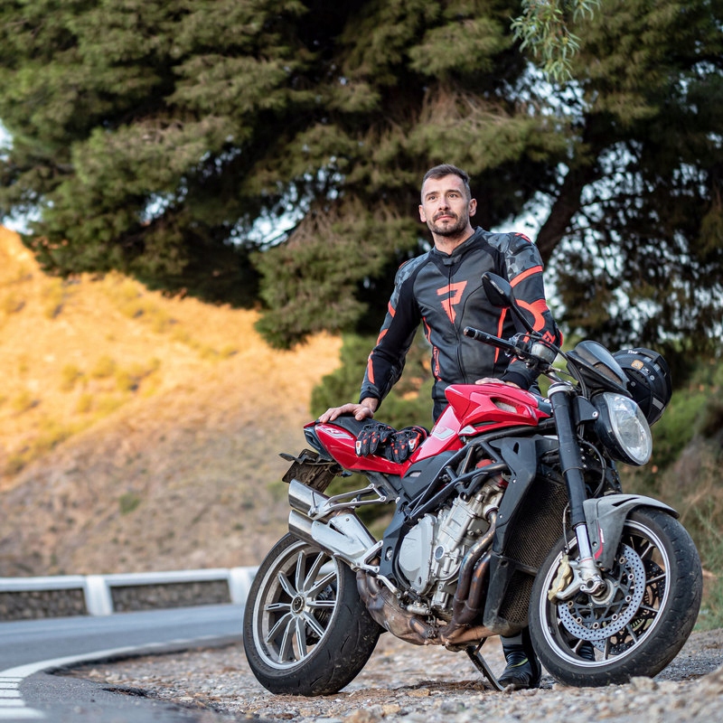 REBELHORN REBEL KURTKA SKÓRZANA MOTOCYKLOWA RED 52 Rozmiar L