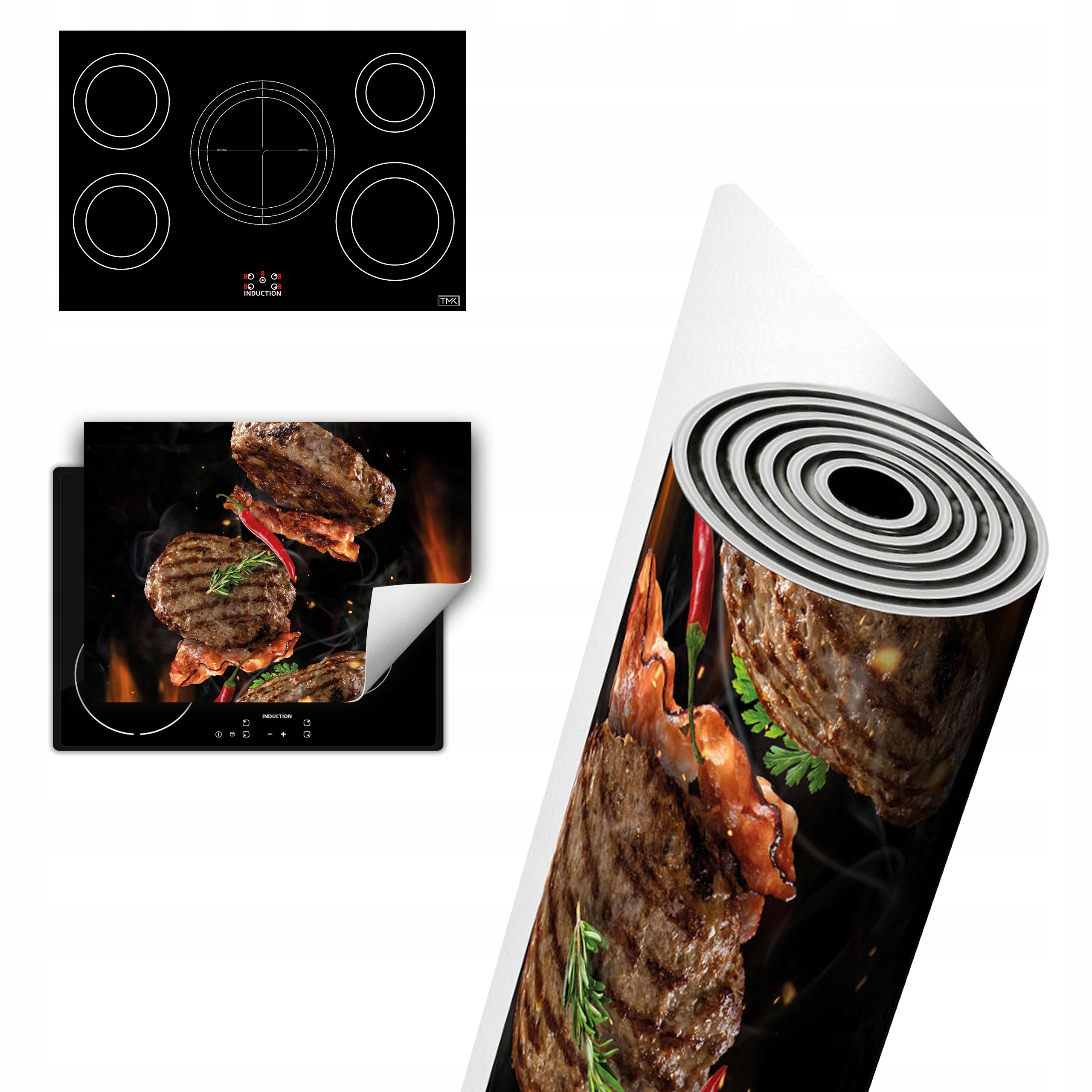 Vinylová Ochranná Deska Na Indukci 80x52 černá steak