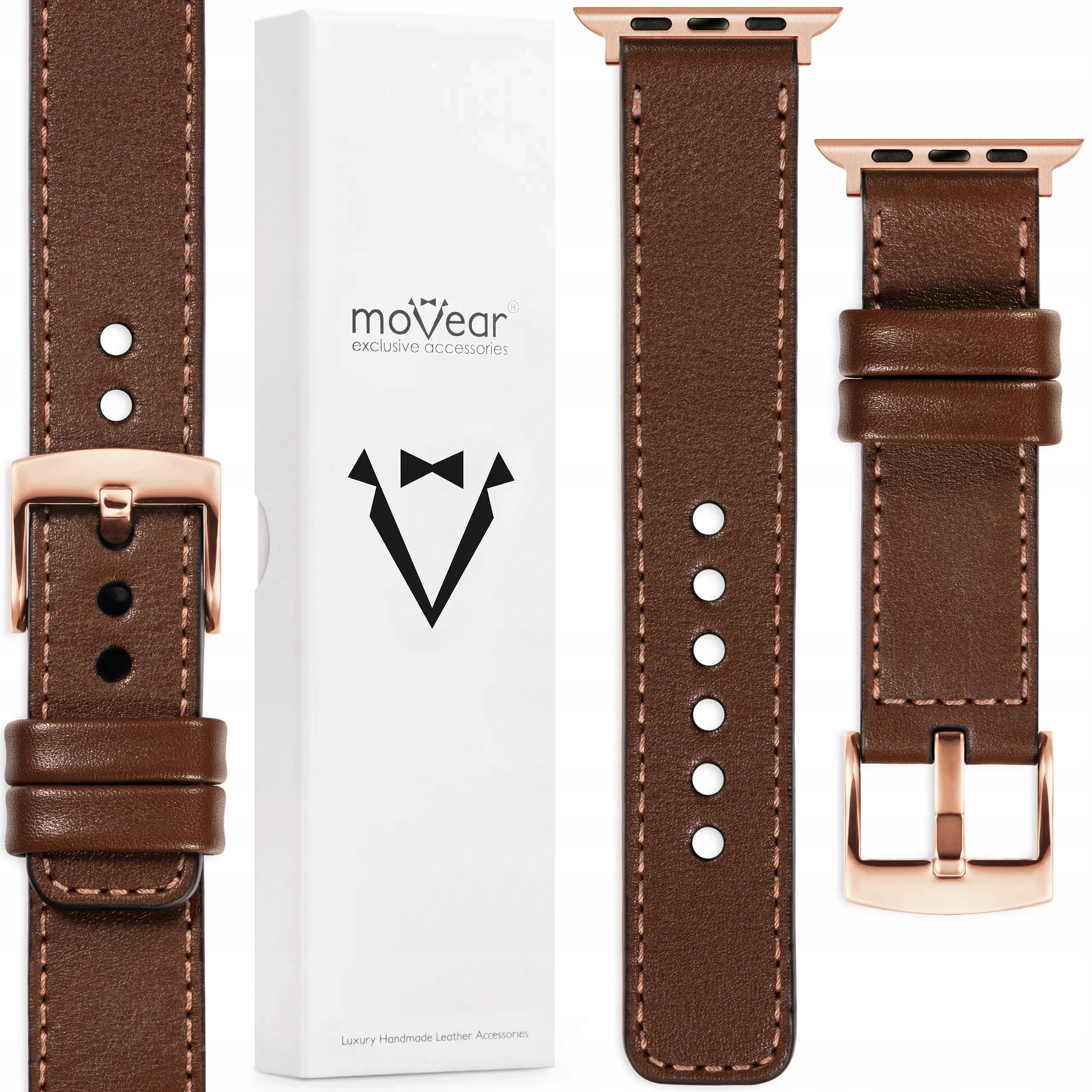 Prémiový kožený řemínek pro Apple Watch 10 9 8 7 6 5 Se 42-40 mm, tmavě hnědý