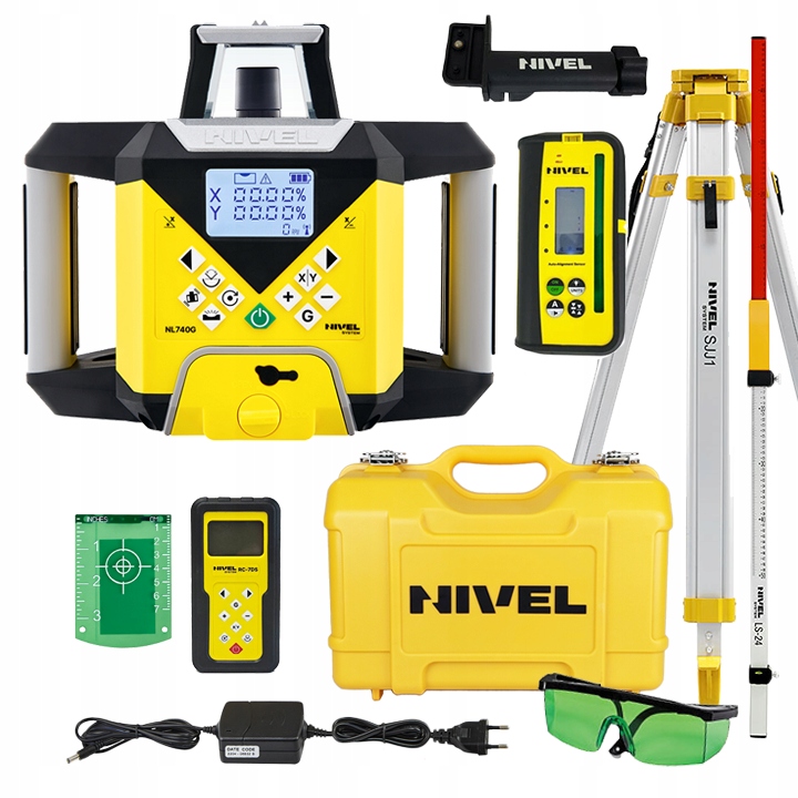 NIVEL SYSTEM NIWELATOR LASEROWY NL740G+STATYW+ŁATA SPADKI 10% | LCD | 700m