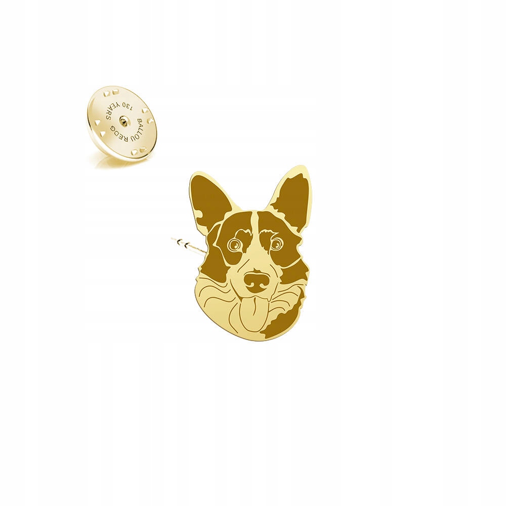 Odznak z Welsh Corgi Cardigan Stříbro 925 Dárek Žena Dedikace