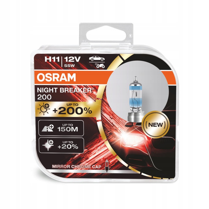 

Powystawowe Osram Żarówki H11 Night Breaker +200%