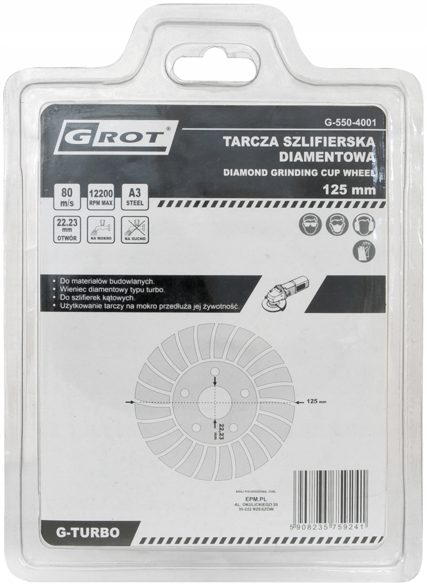 TARCZA SZLIFIERSKA DIAMENTOWA G-TURBO 125MM Rodzaj diamentowa