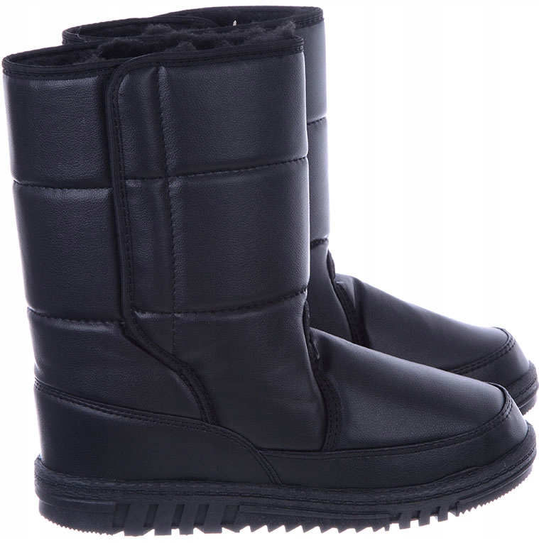 Buty Damskie Śniegowce Wysokie na rzep Czarne 45