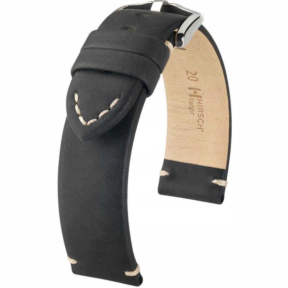 Černý kožený opasek 20 mm Hirsch Ranger