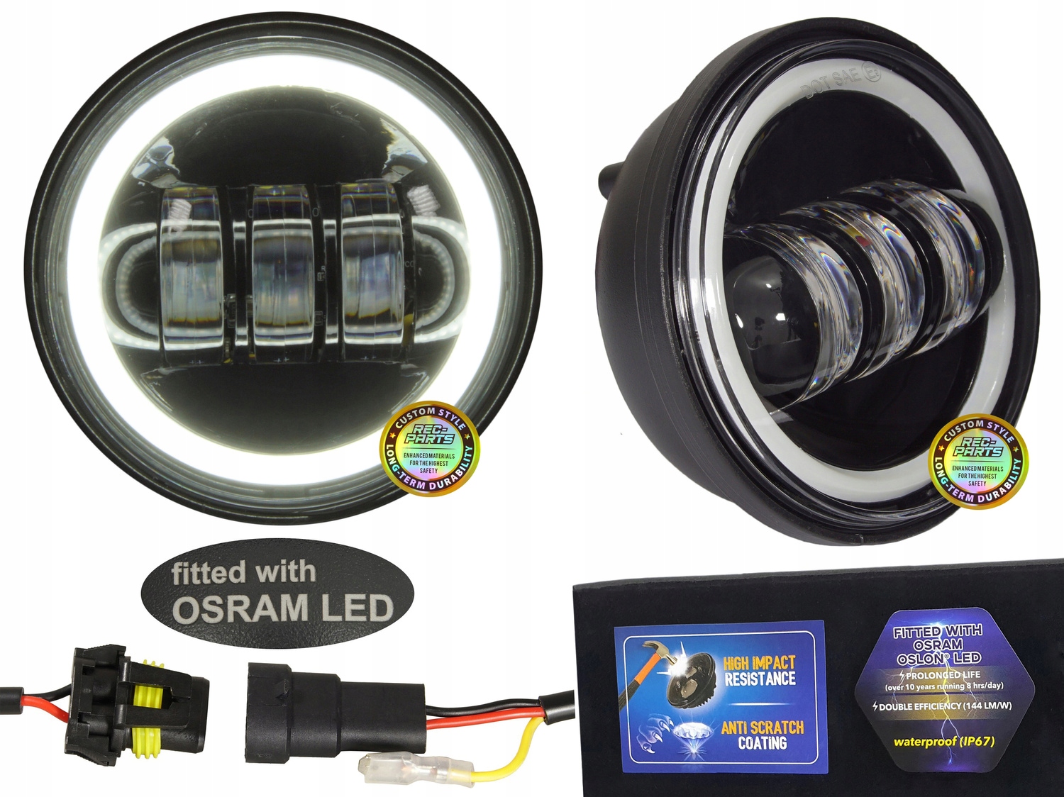 Led svietidlá Osram 4,5 palcov bočné Drl Motocykel Čierne halogény pre Lightbar