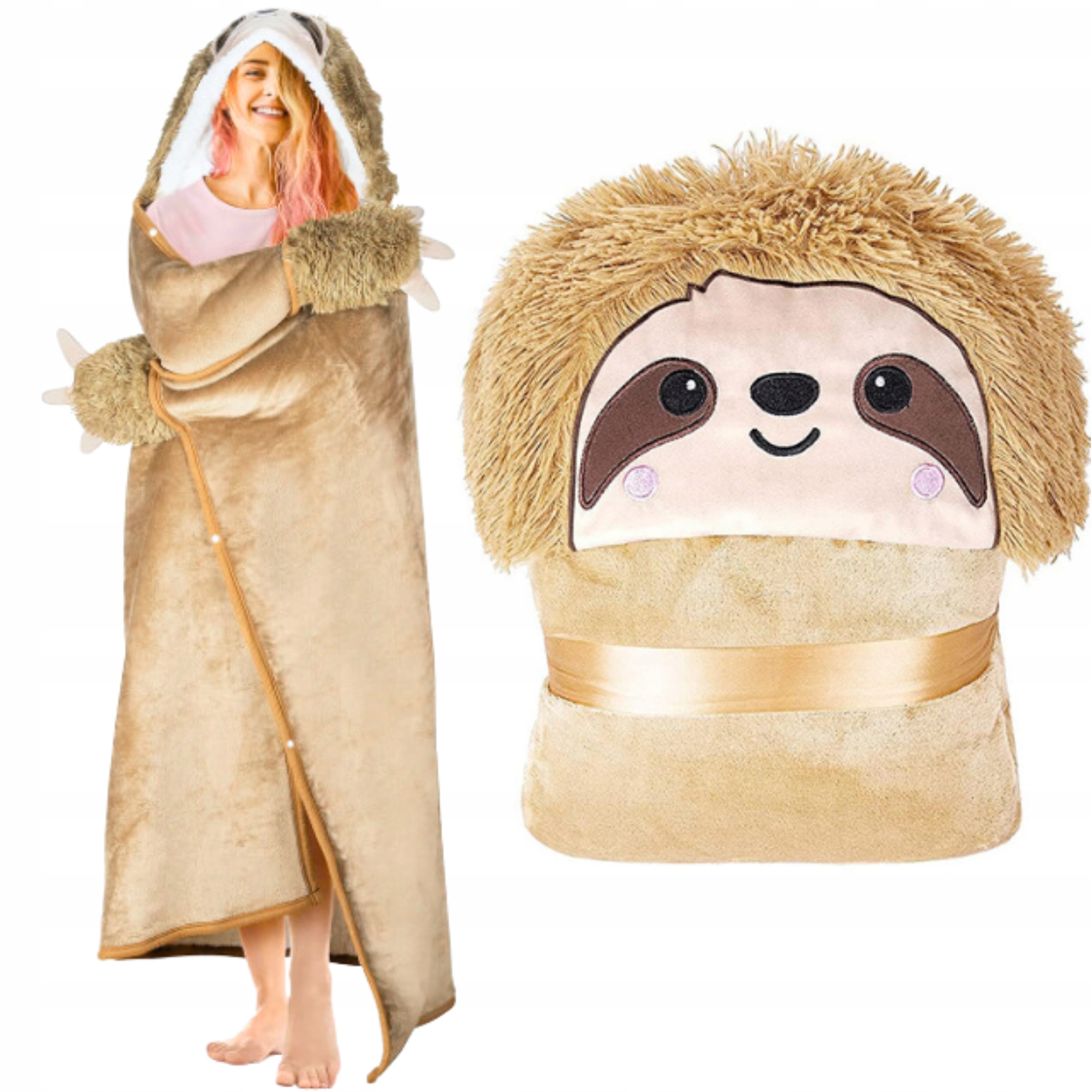 Deka S Kapucí , Teplá Jako Dárek , Béžový Povlak S Lenochodem