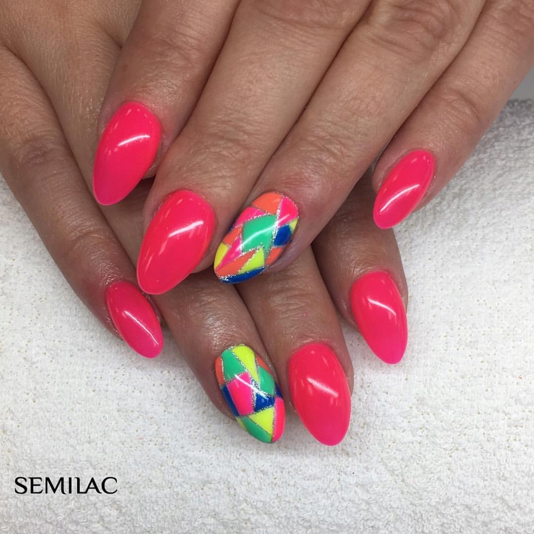 SEMILAC 042 Neon Raspberry UV LED Lakier Hybrydowy 7ml Kolekcja Tropical Drinks