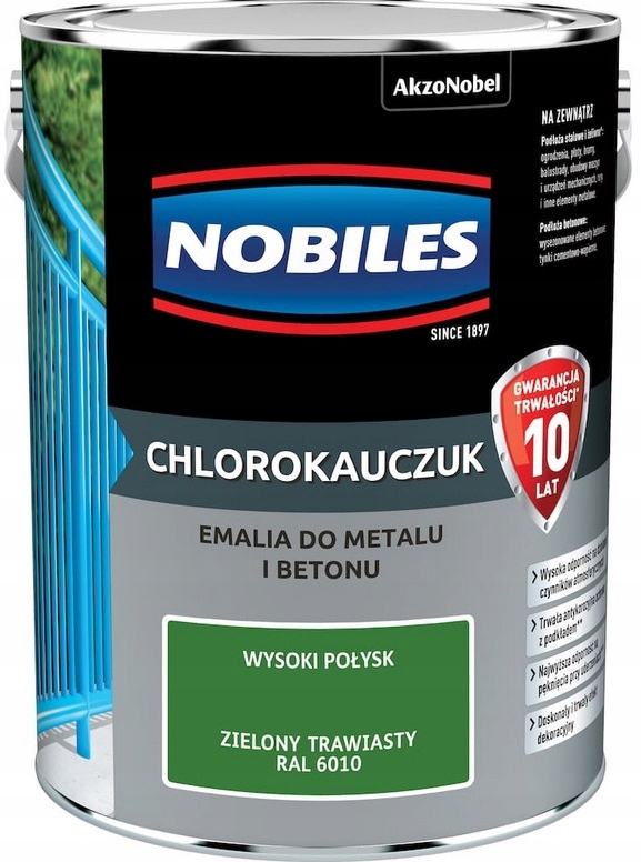 Nobiles Farba Chlorokauczukowa Do Metalu I Betonu Zielony Trawiasty 6010 5L
