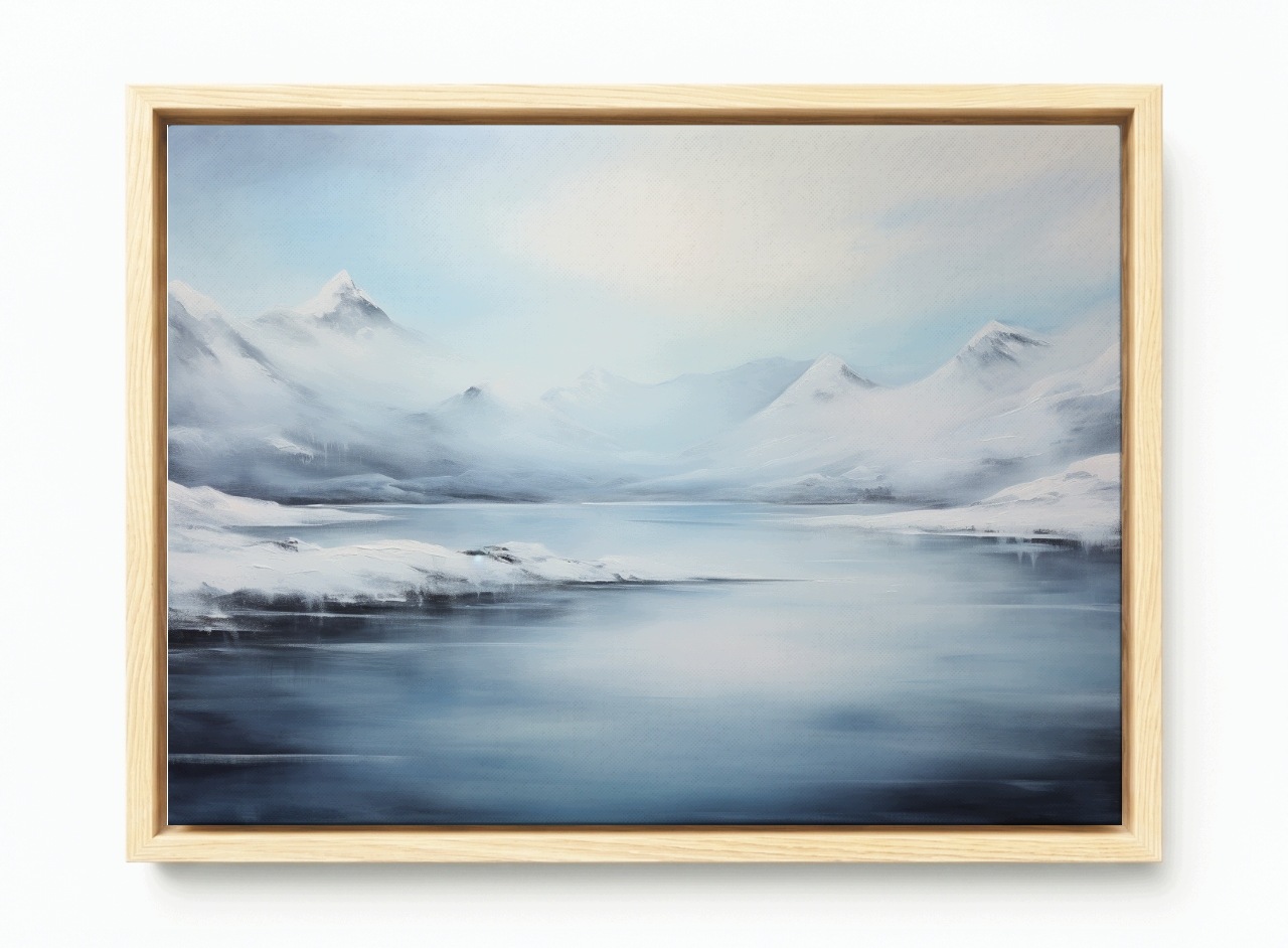 Obraz Rám Americký Box Krajina Hory Voda Jezero Fiord Zima Sníh 120x80