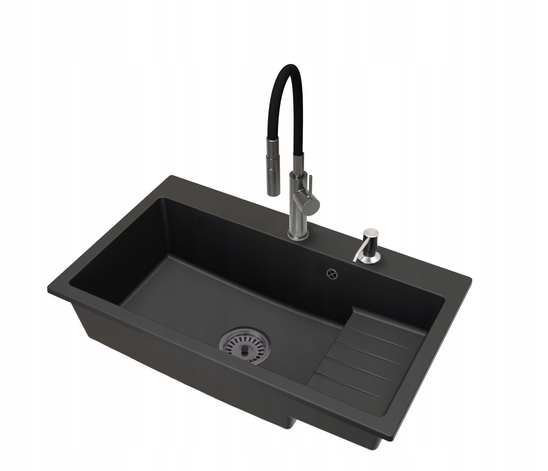 Kuchyňský dřez Jednokomorový Aron Sifon Baterie Full New Dávkovač