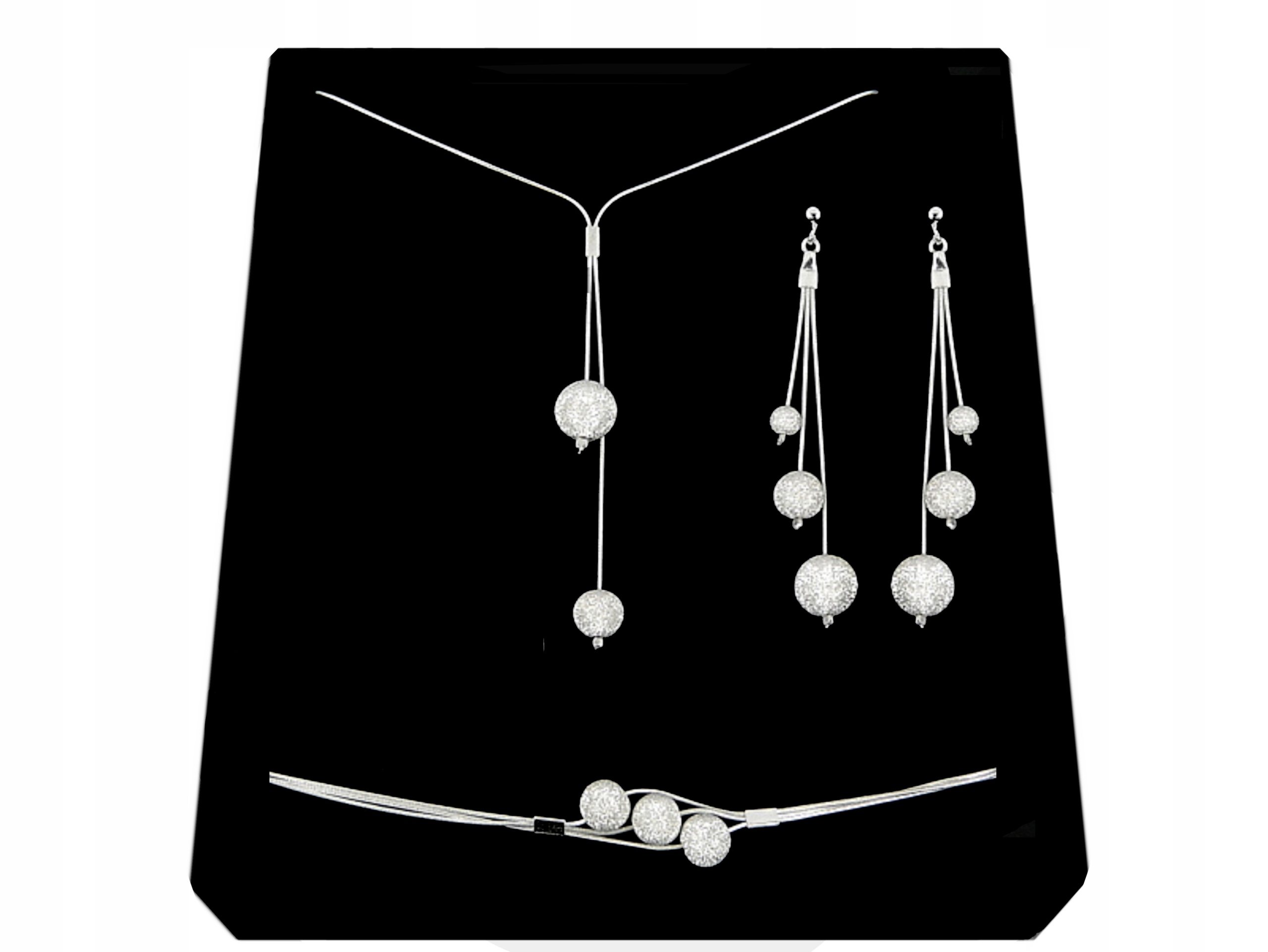 

Srebrny Komplet Kulki Diamentowane srebro 925