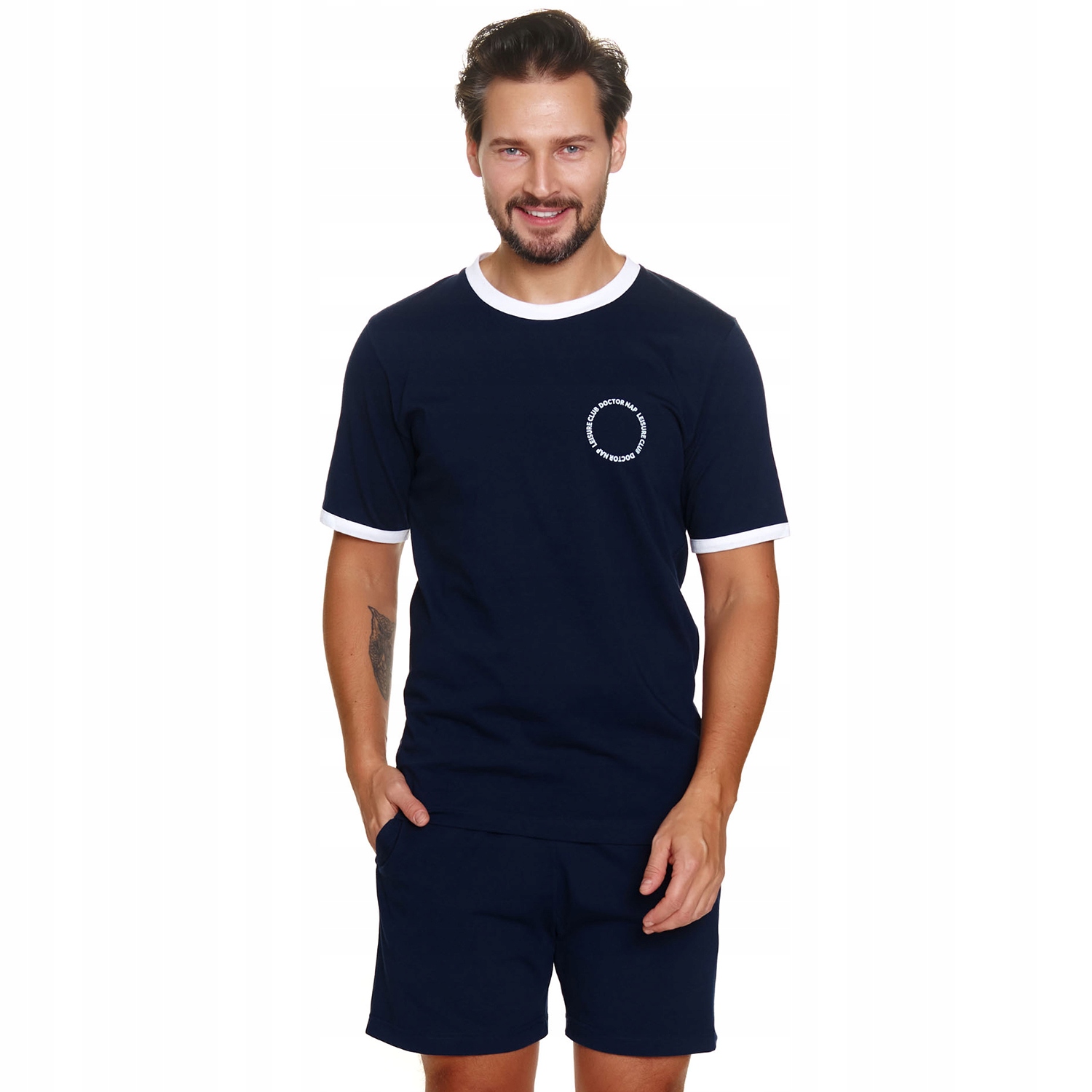 Doctor Nap PMB.7218 navy blue bavlna krátké kapsy tmavě modrá Pyžamo 2XL
