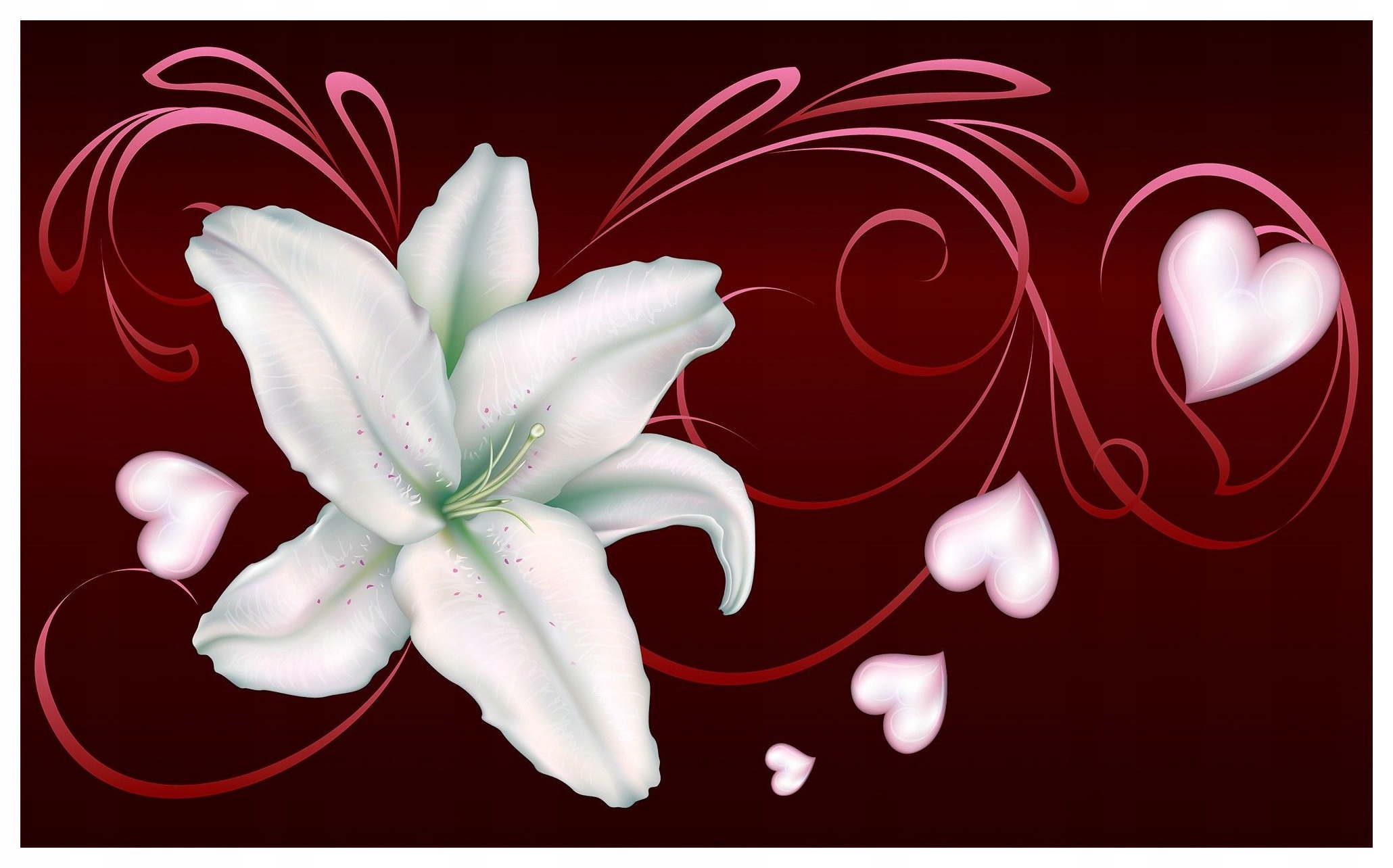 Fototapeta Lilie se srdíčky bílo-růžová vinylová 368x254 lepidlo