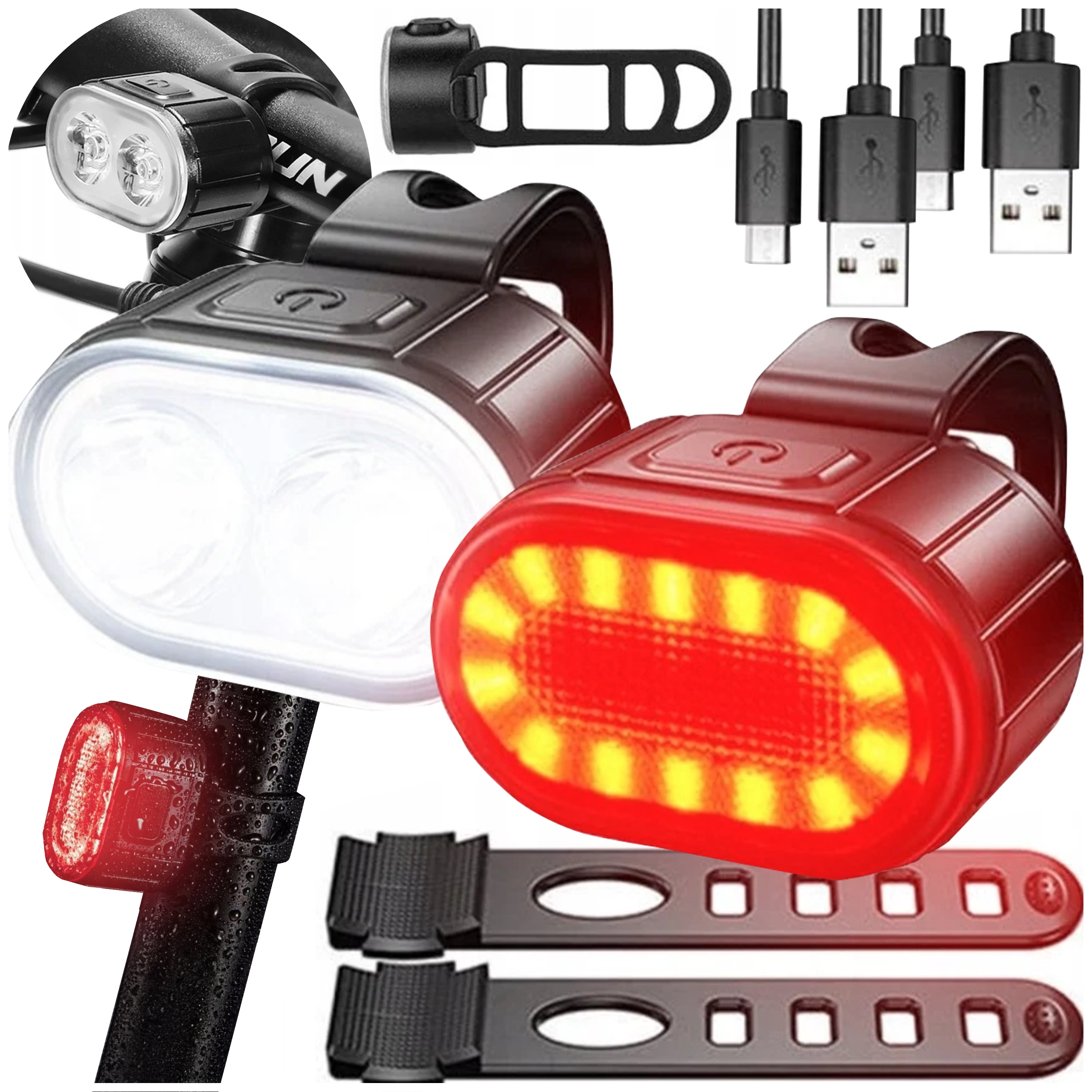 Велосипедный фонарь передний задний светодиодный велосипедный руль мощный USB яркий