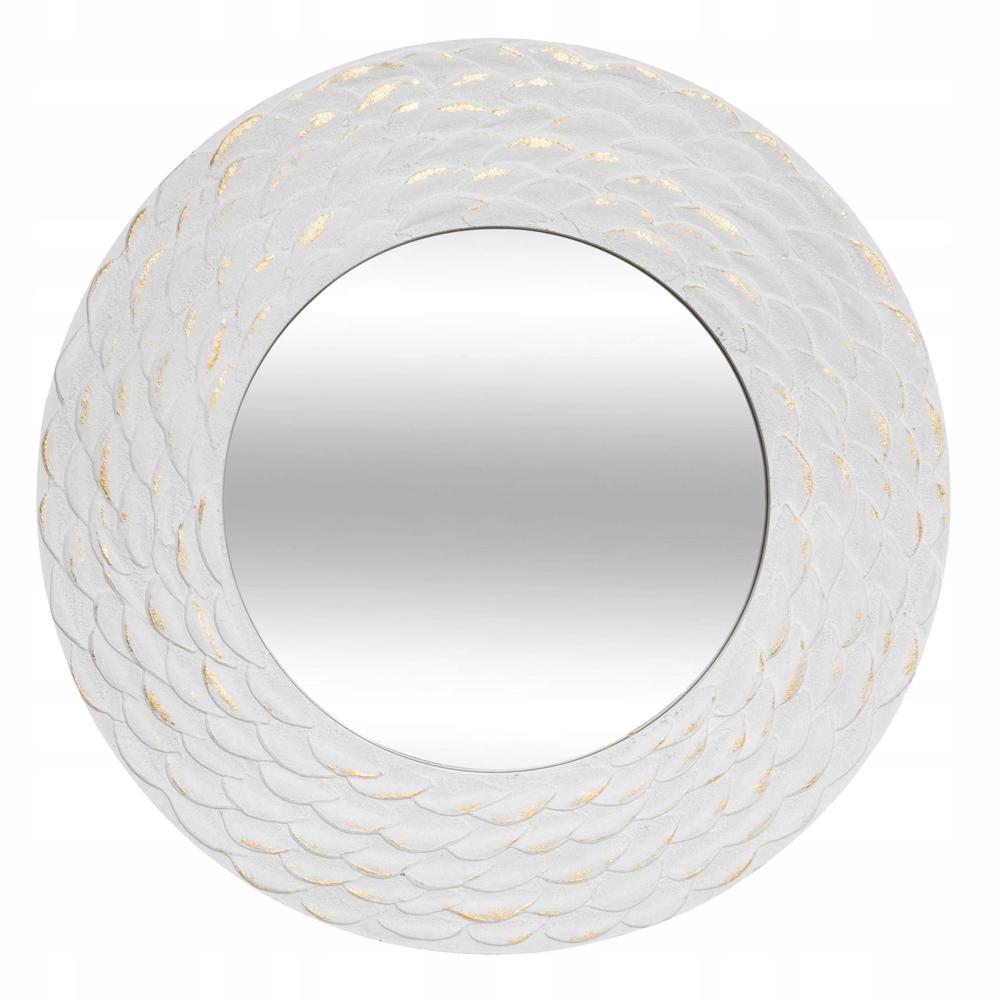 

Lustro Ścienne Okrągłe biało-złota rama 80 cm