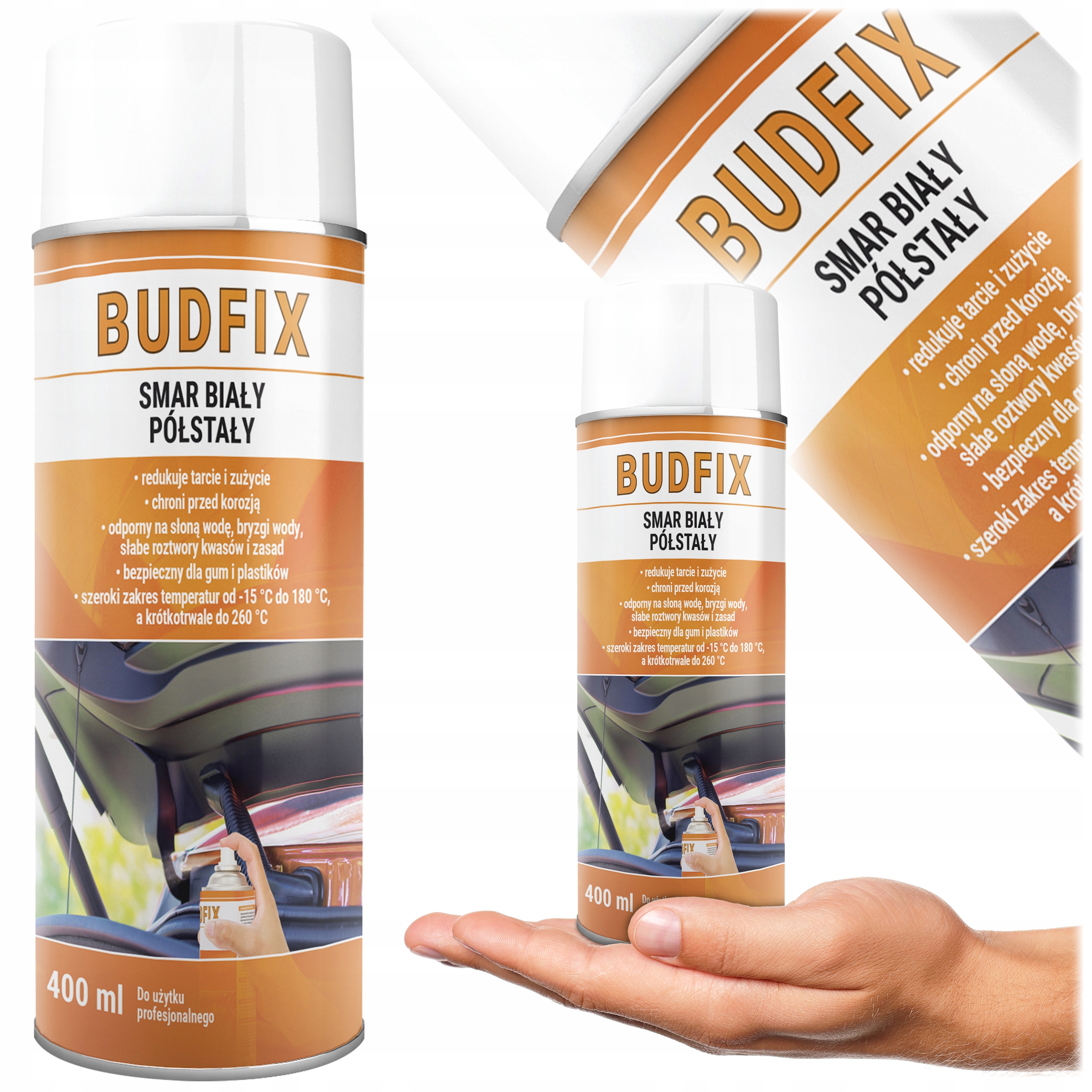 Smar Biały Półstały Penetrujący Zawiasów Bram Drzwi Klem Wodoodporny 400ml