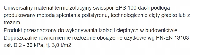 STYROPIAN SWISSPOR EPS 100 DACH PODŁOGA 4 CM Szerokość 0.5 m