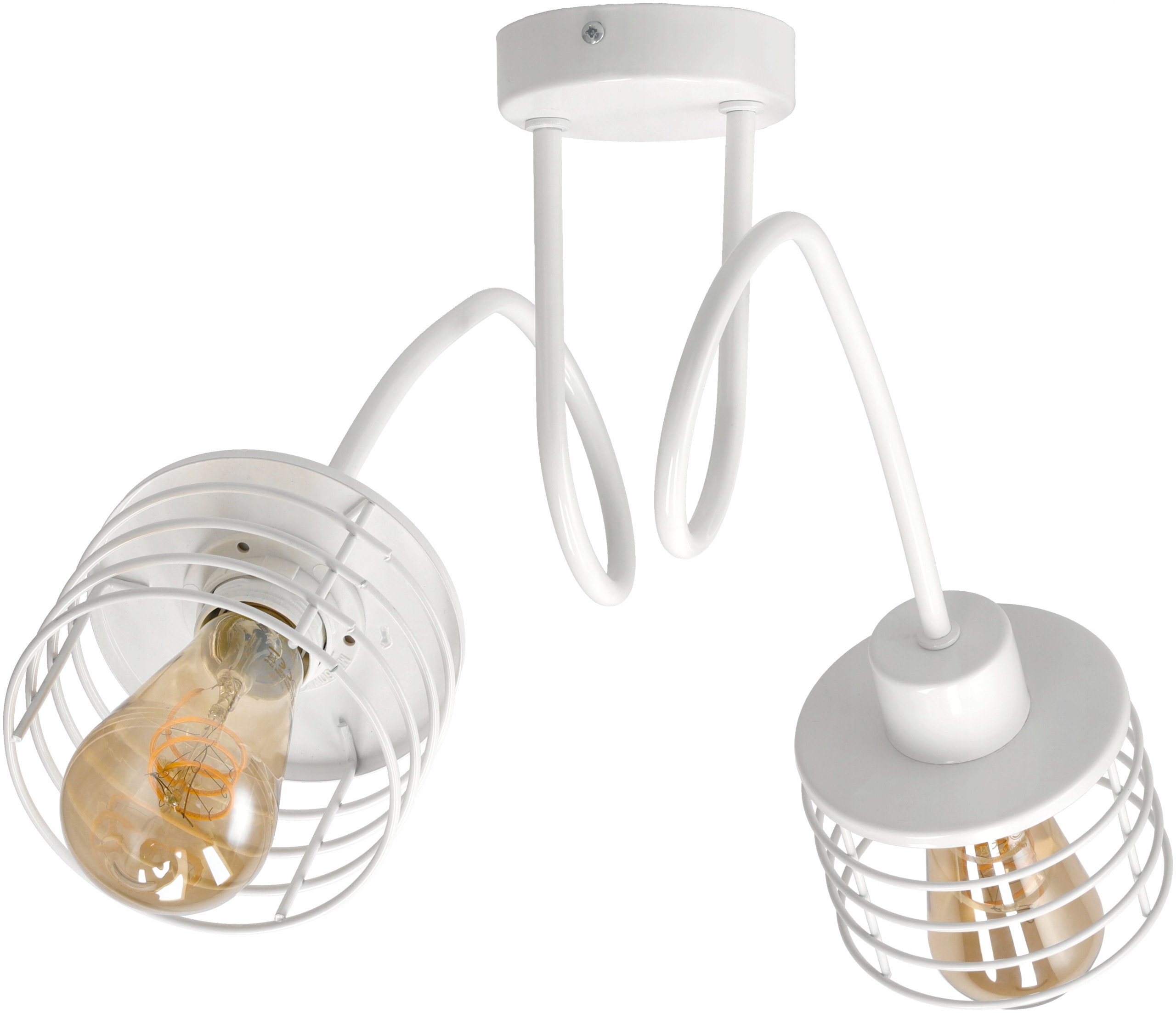 Stropní Svítidlo Bílá Loft Led Stínidlo Pružina Bílá E27
