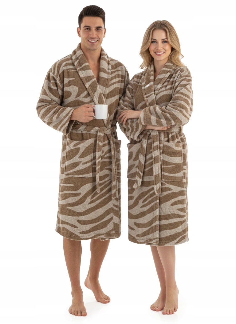 Unisexový župan Roberto Cavalli Savana pro muže, béžový, motiv zebry, S/m