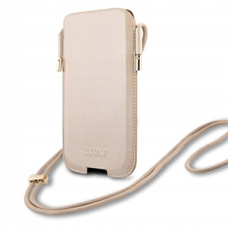 Guess Saffiano Pouch Torebka na telefon S/m max 6.1" (złoty)