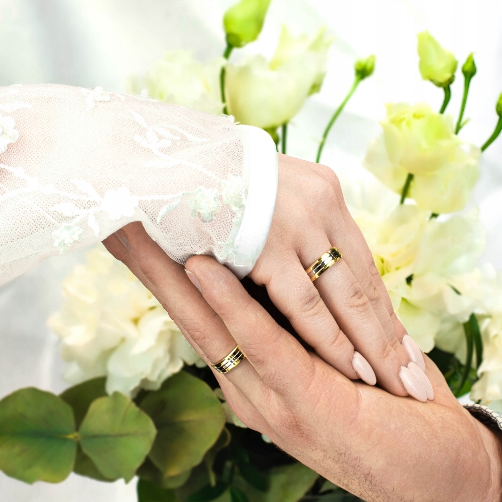 DWUKOLOROWE OBRĄCZKI ŚLUBNE 5mm BIAŁE ZŁOTO 585 Stan opakowania oryginalne