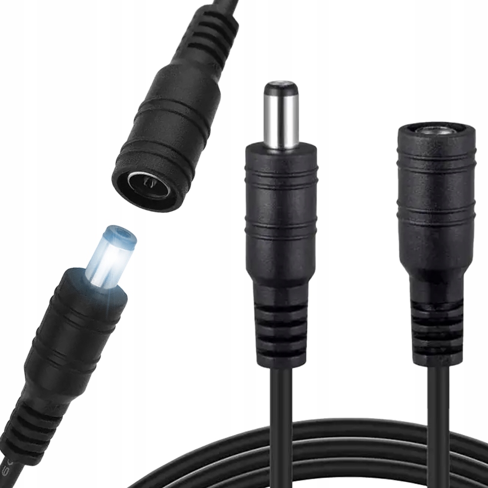 Przedłużacz Zasilania Kabel Zasilający Do Kamer I Lamp Przewód DC 5M 5,5MM