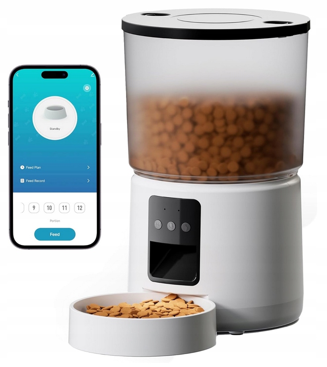 Automat na krmivo pro kočky, 5 G/2,4 G, WiFi, 3 l, bílý//Z6