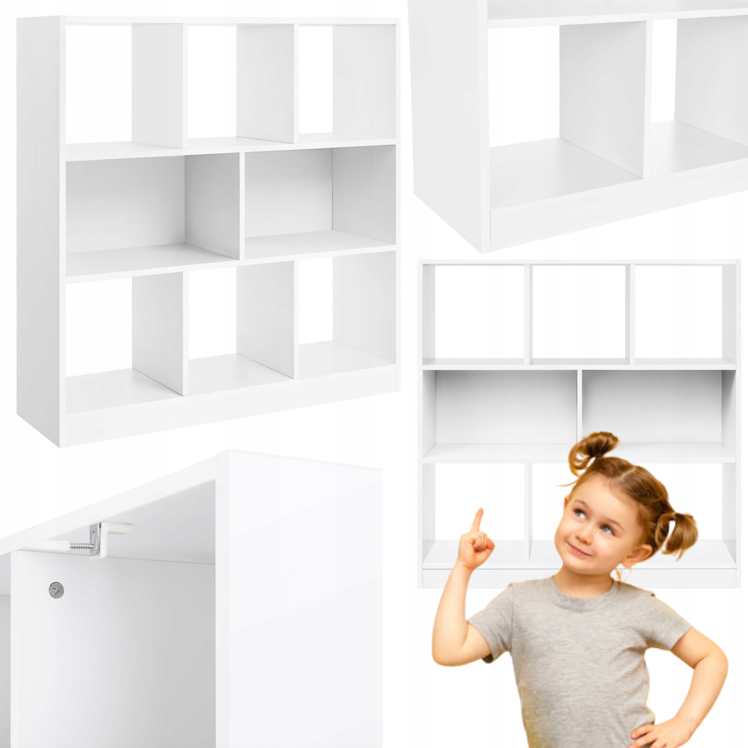 Biela Regál Otvorená skrinka s priehradkami Polička Kocky na hračky Dekorácie