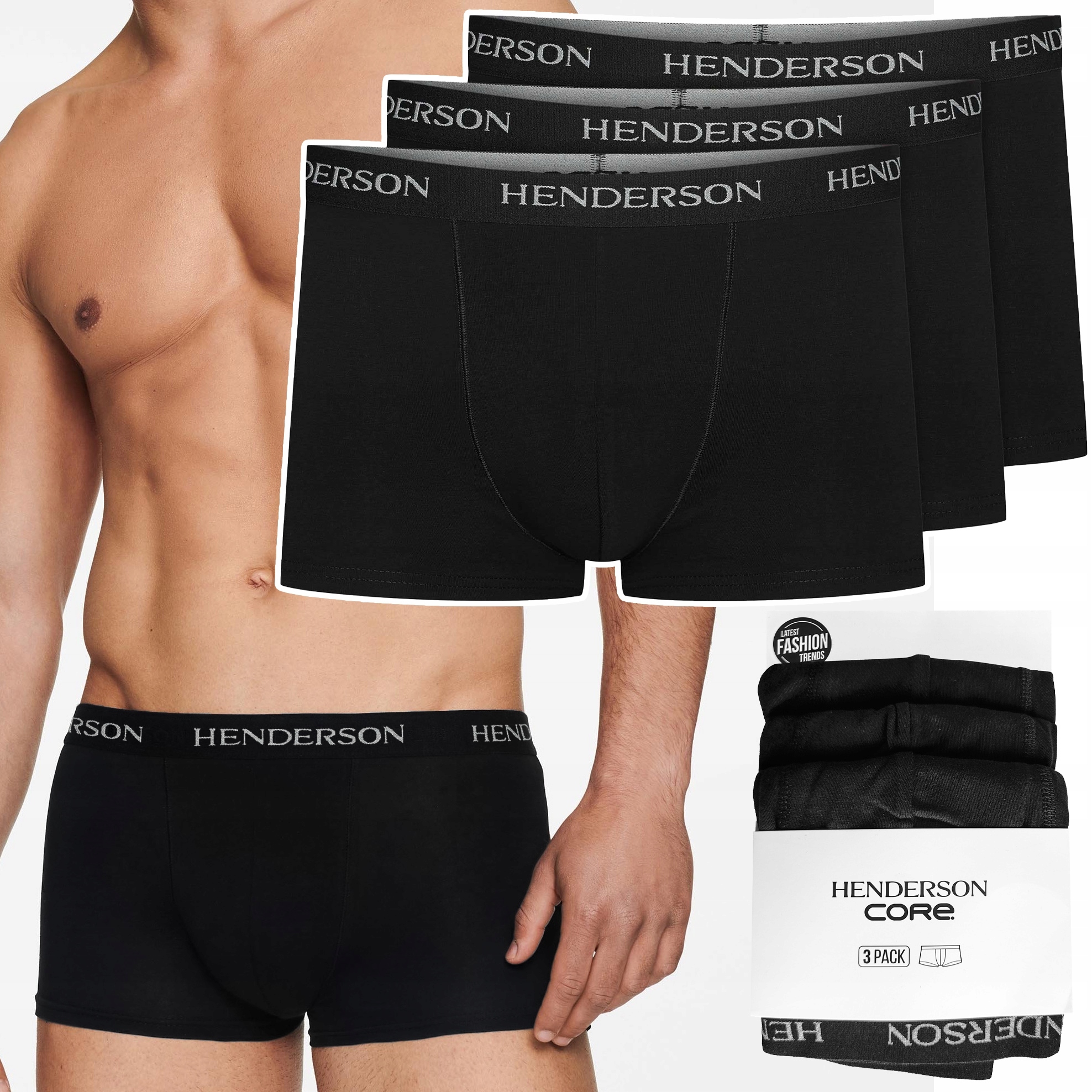 Pánské boxerky 3-PAK Bavlněné šortky Sportovní Pohodlné Henderson XL