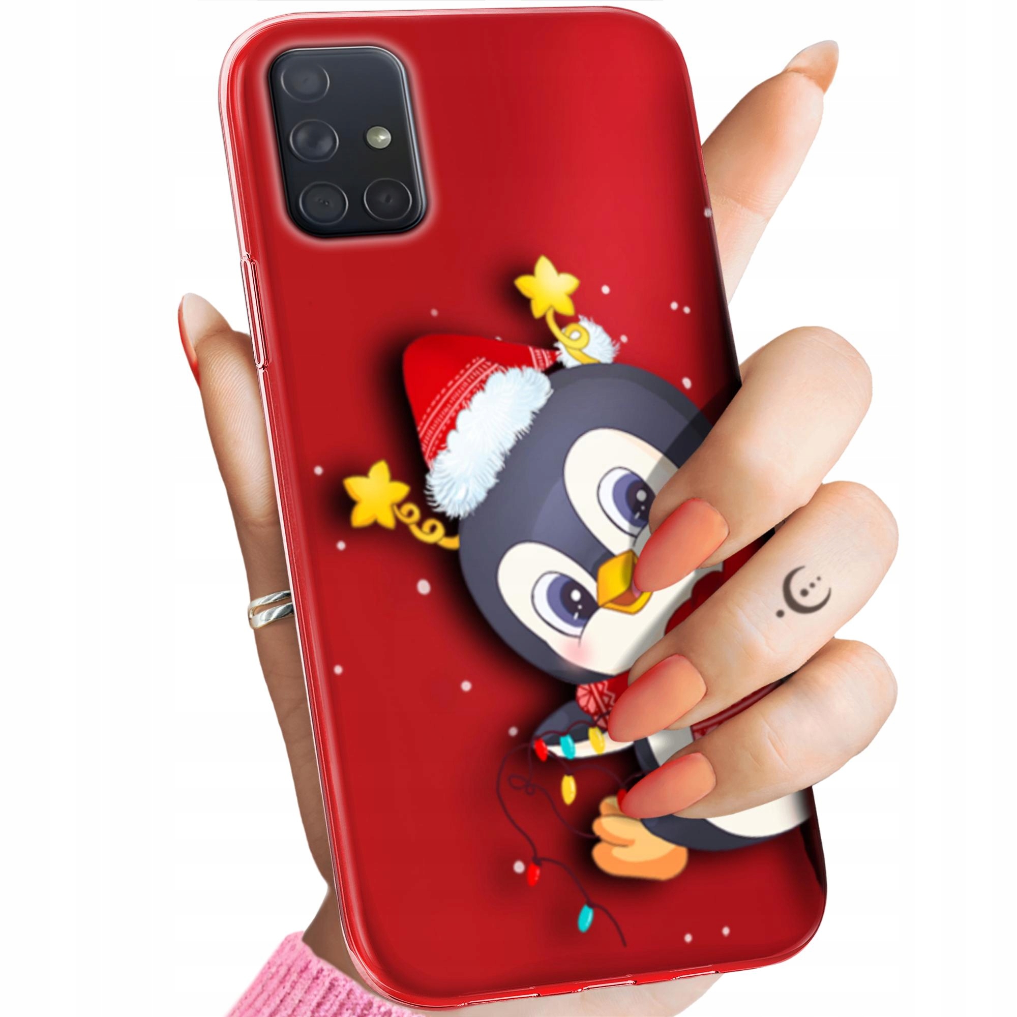 Etui Do Samsung Galaxy A71 Święta Christmas Mikołaj Pingwin Obudowa