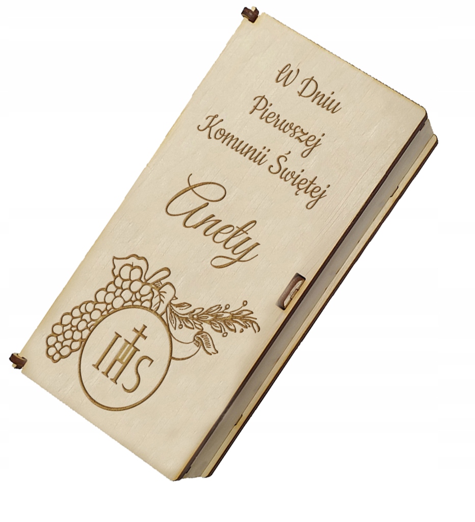 Pudełko drewniane na pieniądze życzenia Komunia EAN (GTIN) 5903246618365