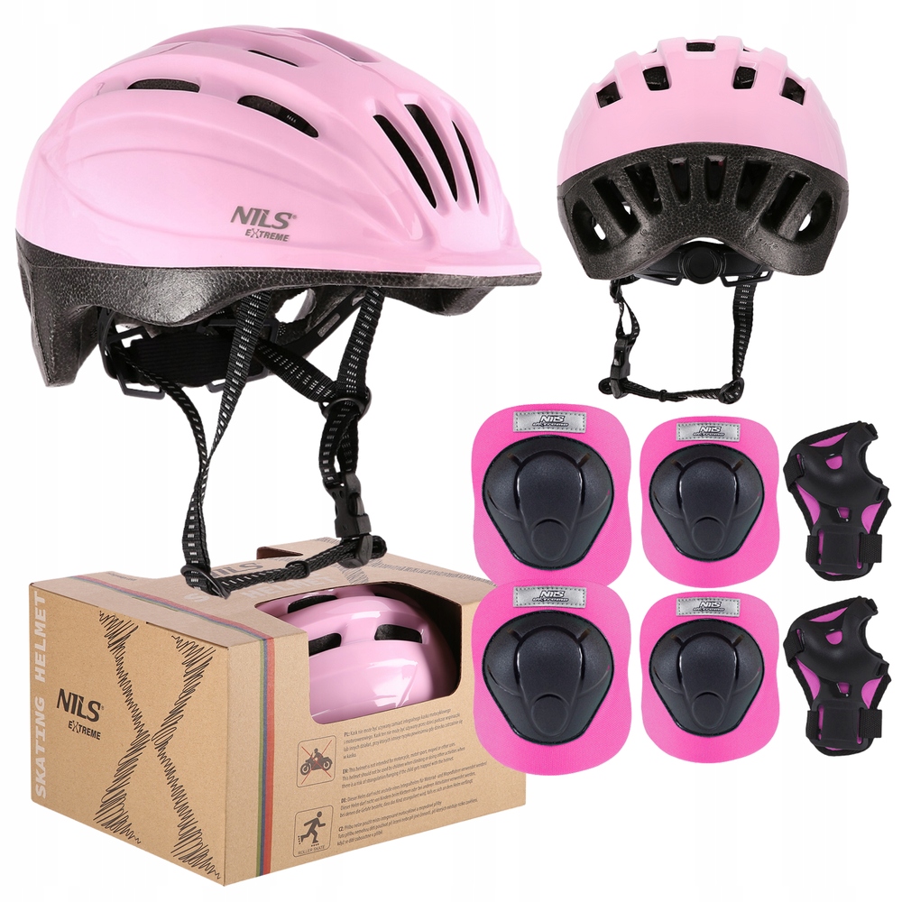 Kask Rowerowy Regulowany Na Rolki Dla Dziewczynki 52-56 cm Ochraniacze M