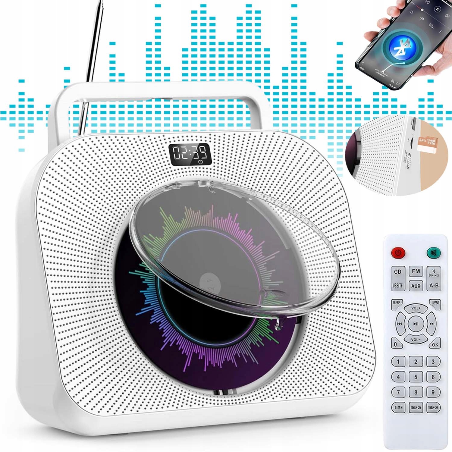 Přenosný Přehrávač CD Reproduktor Přehrávání Desky S Albem Bluetooth 5.0