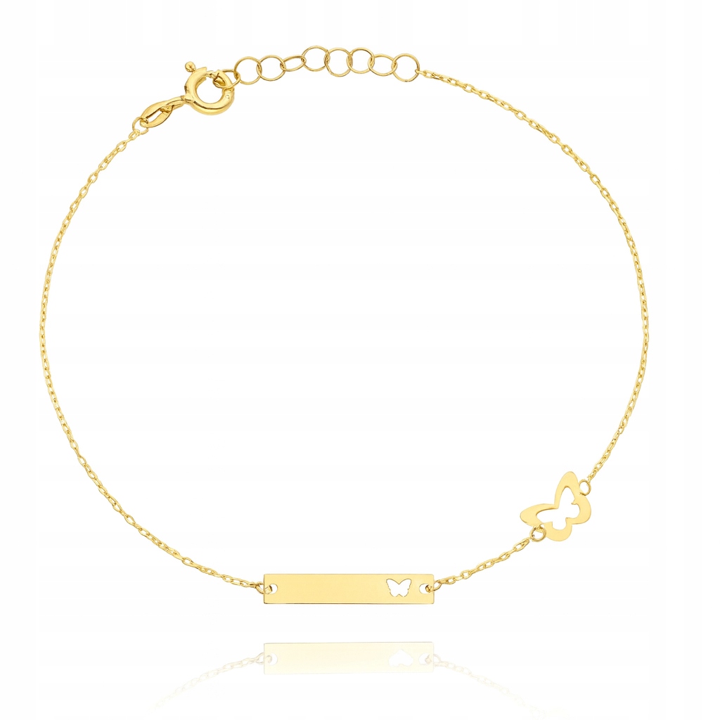Zlatý náramek s motýlkem a motýlkem PR.585 Gravírování