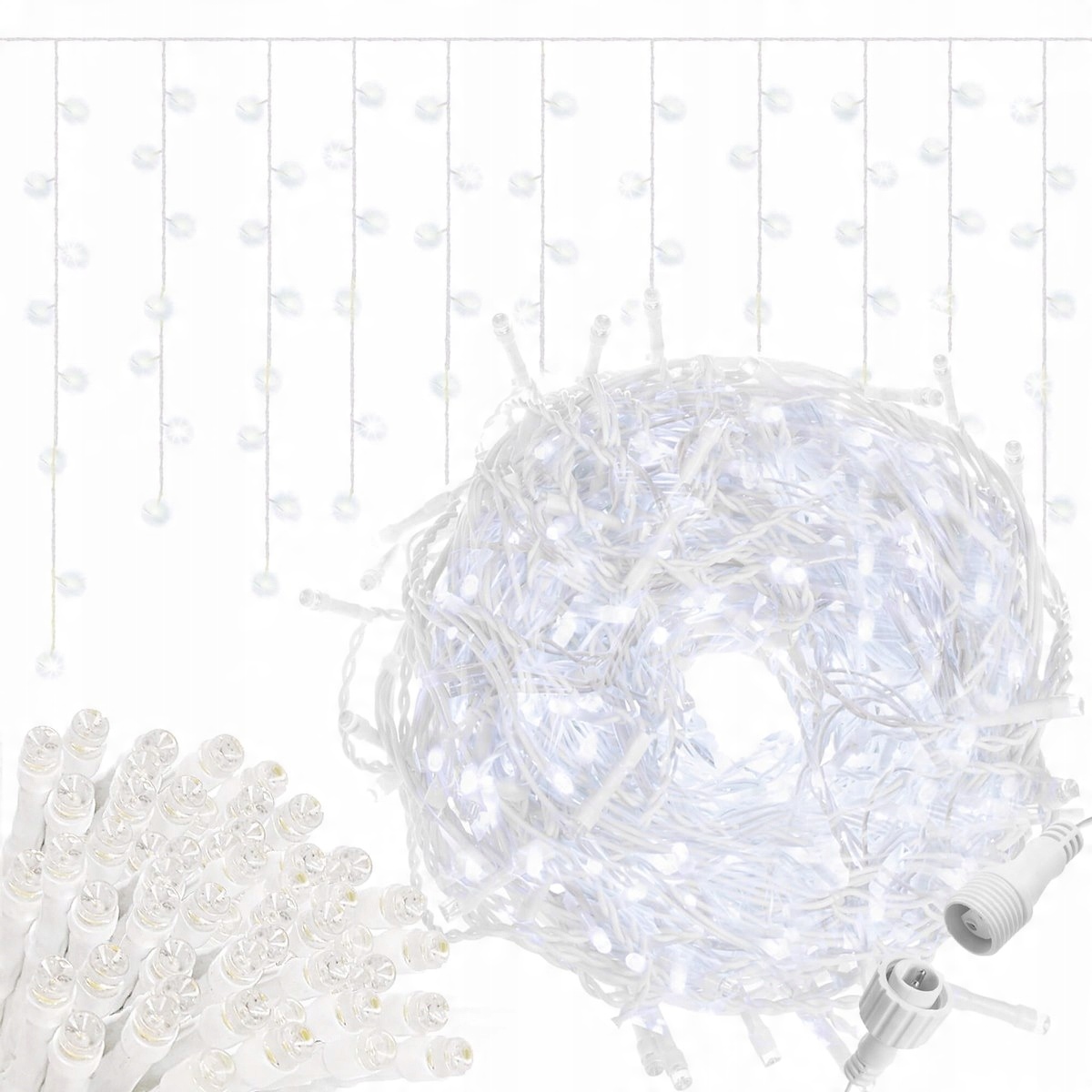 

Lampki Kurtyna Świetlna 300 Led Białe Flesh Sople
