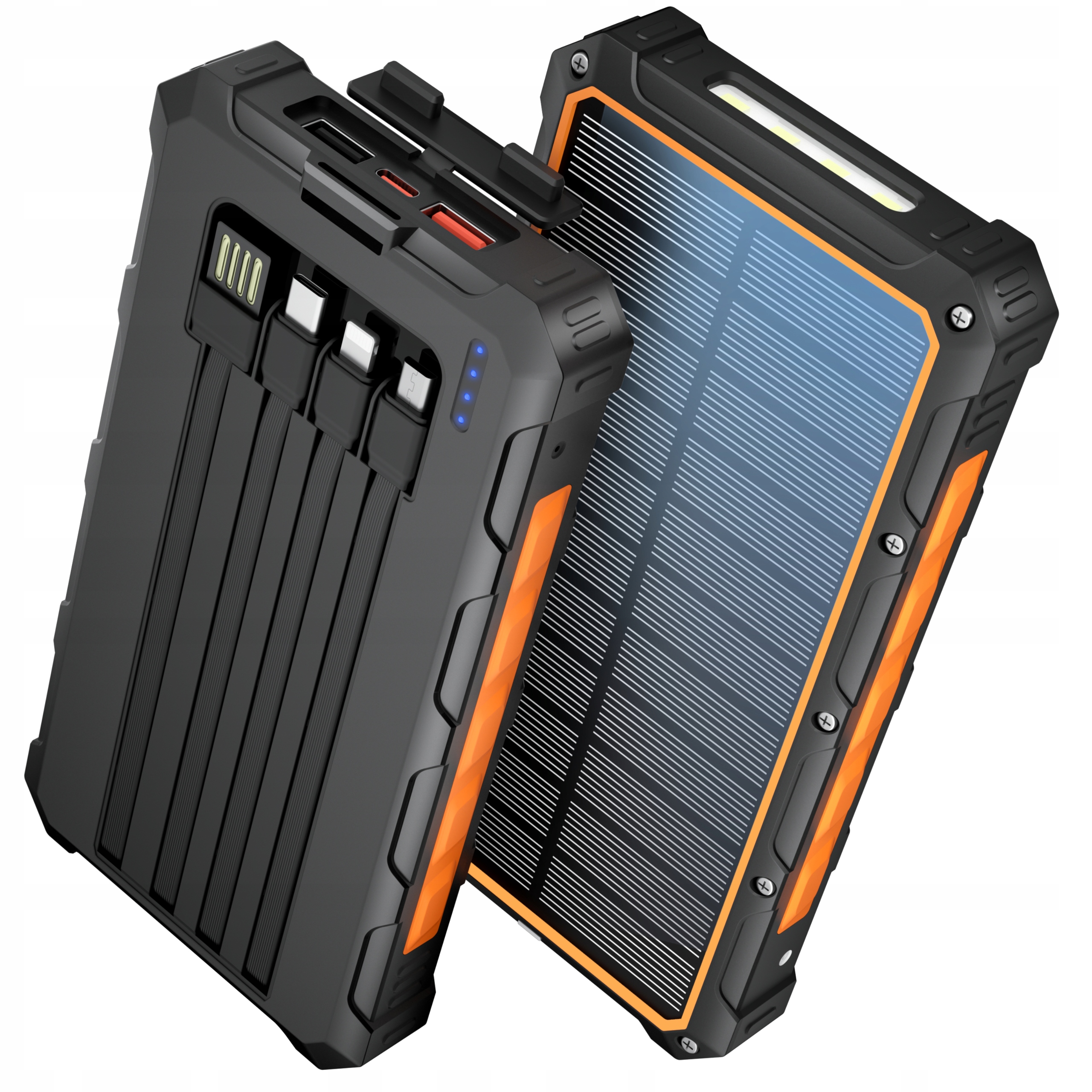 Powerbank solarny 30000 mAh 22,5W z kablami Usb-c Micro czarny Sounix