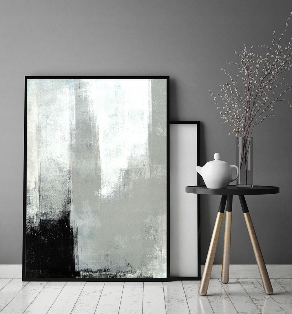 OBRAZ PLAKAT W RAMIE 53x73 cm Abstrakcja P1648 Tematyka czarno-białe