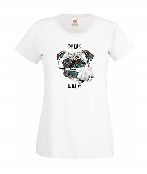 

S Koszulka Damska Mopsy Mops Pugs Life Śmieszne
