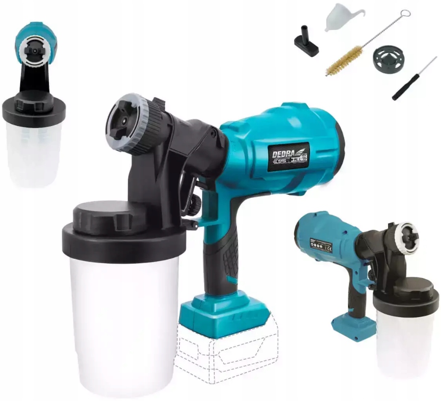 Akumulátorová Stříkací Pistole Na Malování 18V Systém Sas+all Hvlp