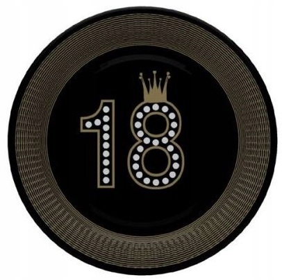 TALERZYKI CZARNE 18-STKA KORONA OSIEMNASTKA 8 SZT