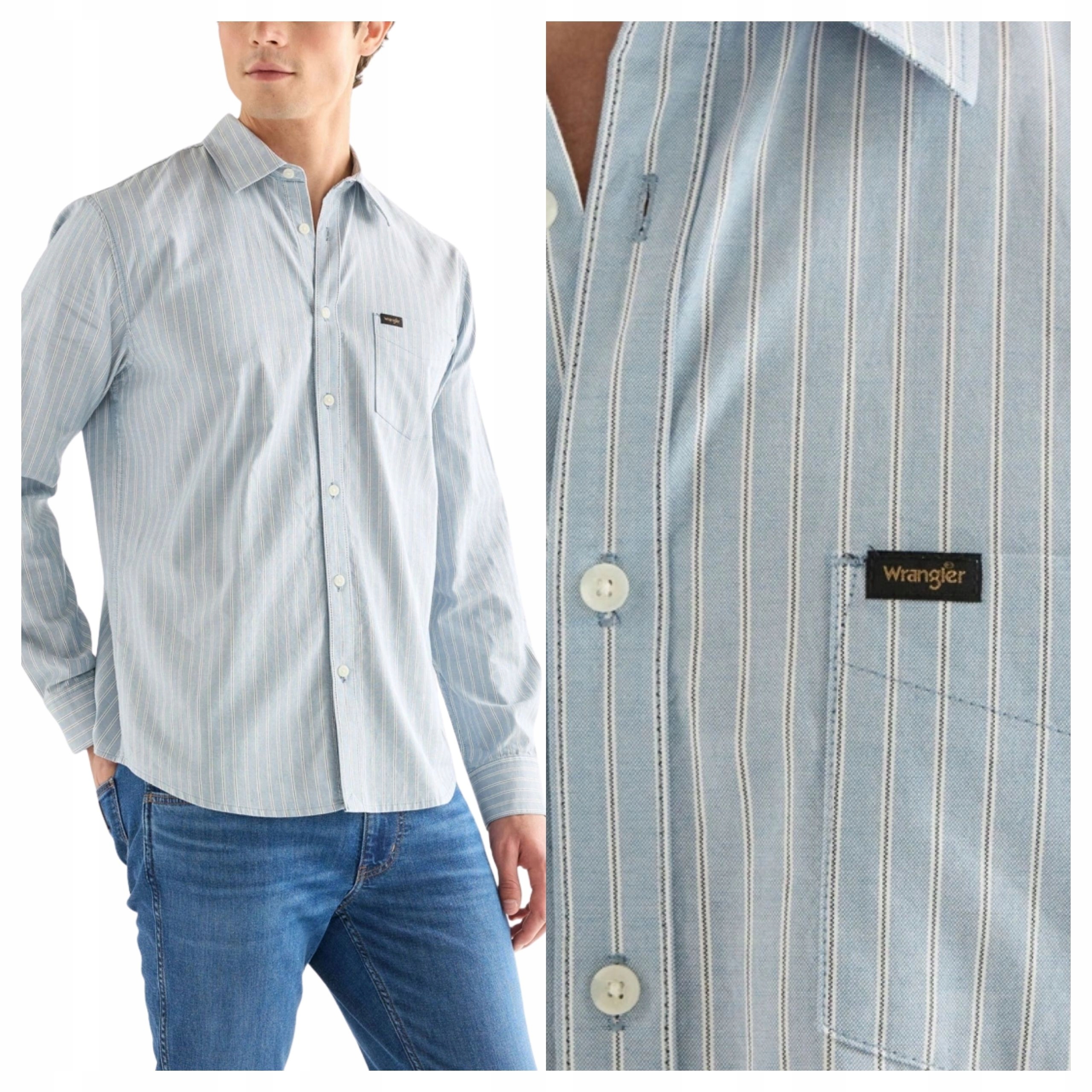 Pánská košile Wrangler 1 bod Bavlněná košile s proužky Klasická S
