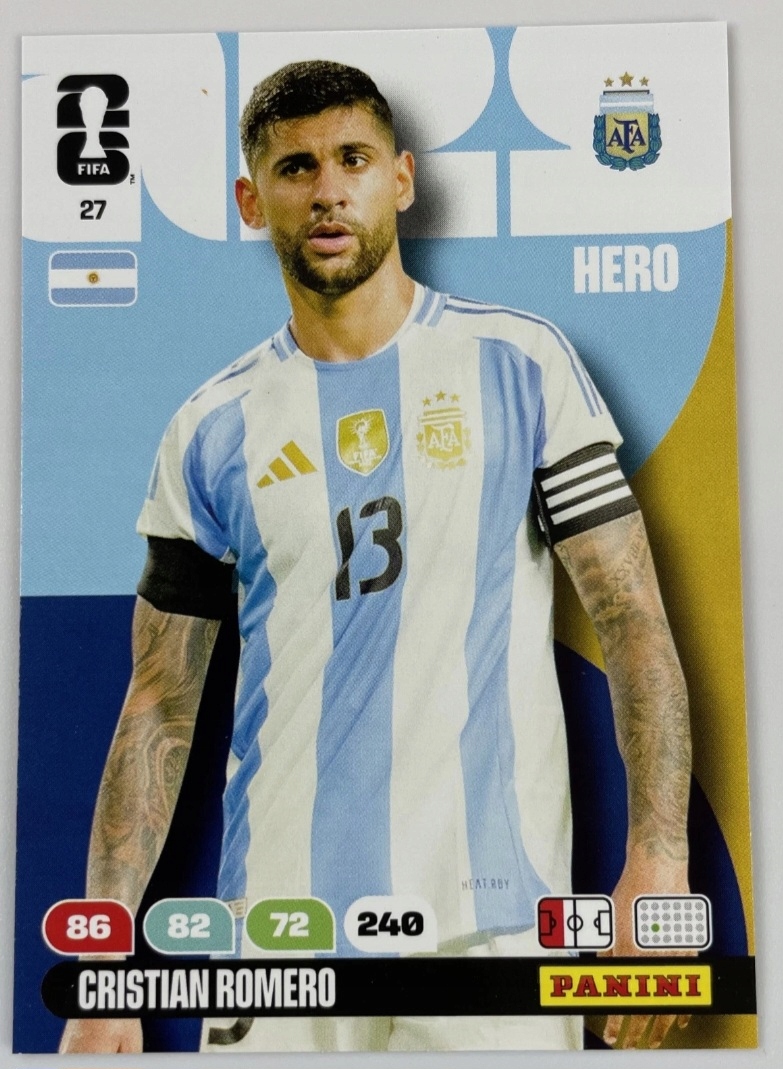 2026 Panini World Cup Cristian Romero Nr 27 Argentyna Hero /ec