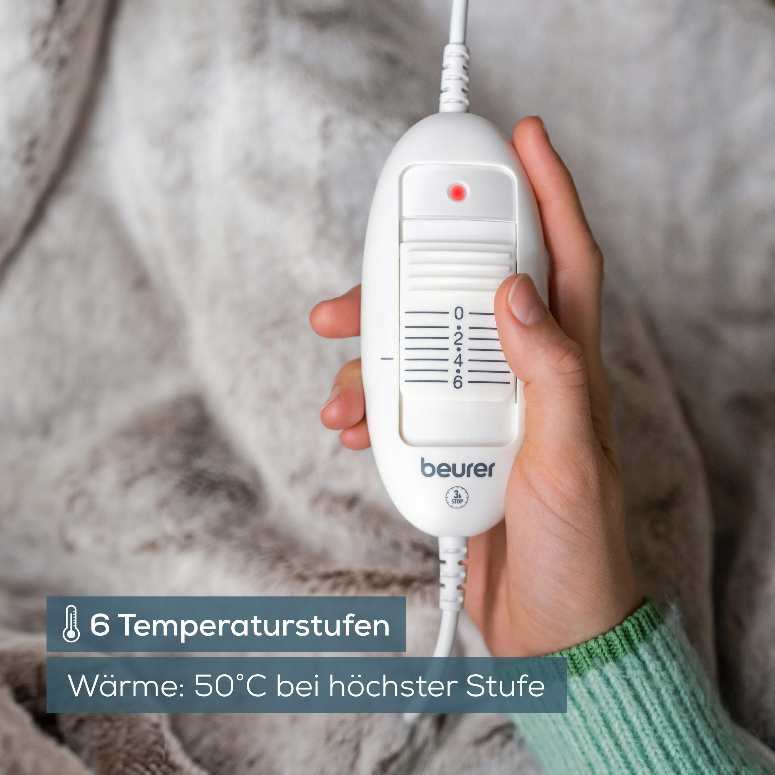 BEURER HD 75 Koc Elektryczny Ciepły Polarowy 6 Temperatur Beżowy Brązowy — miniatura 6