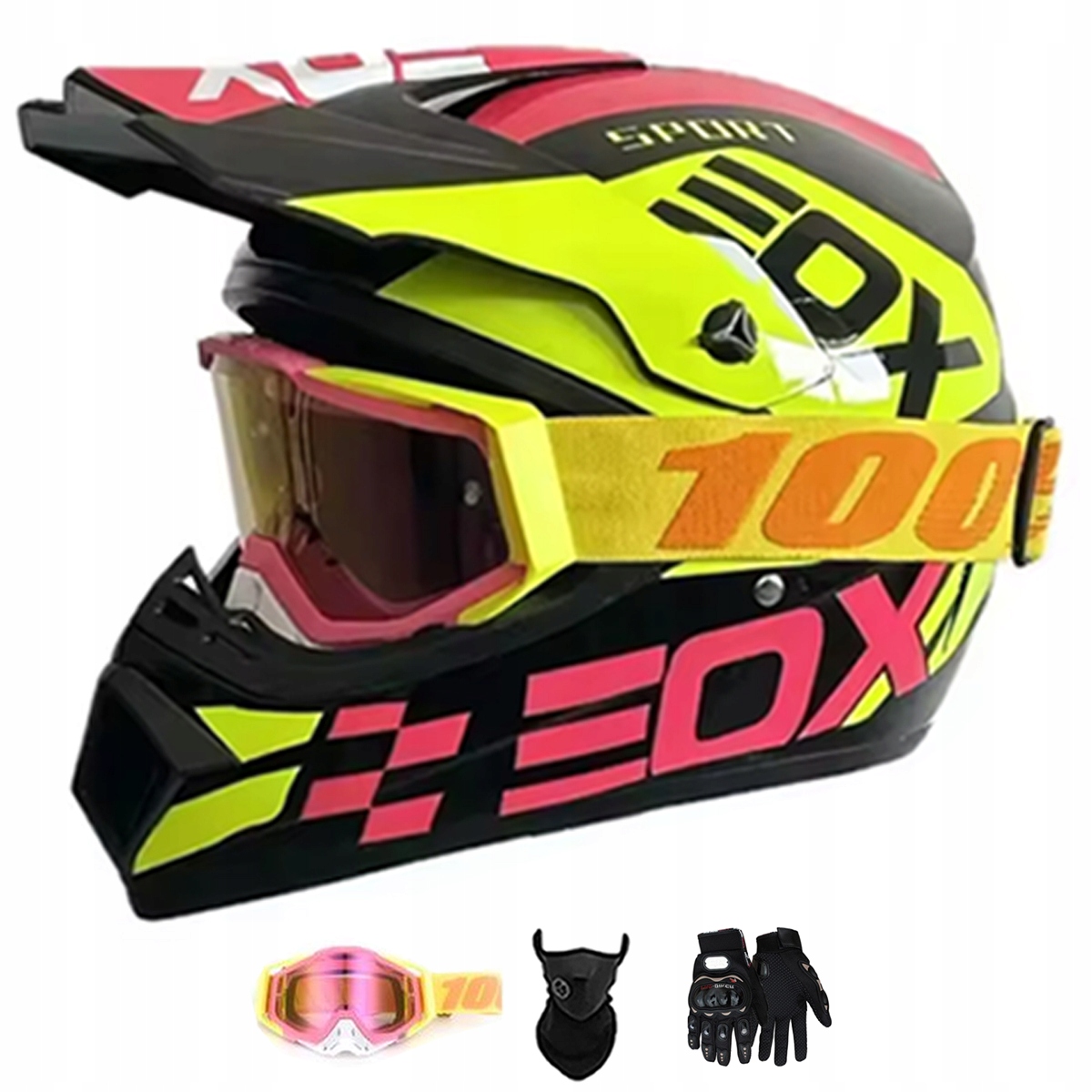 Motocyklová Přilba Lehká Crossová Přilba Enduro Quada Brýle Rukavice Maska L