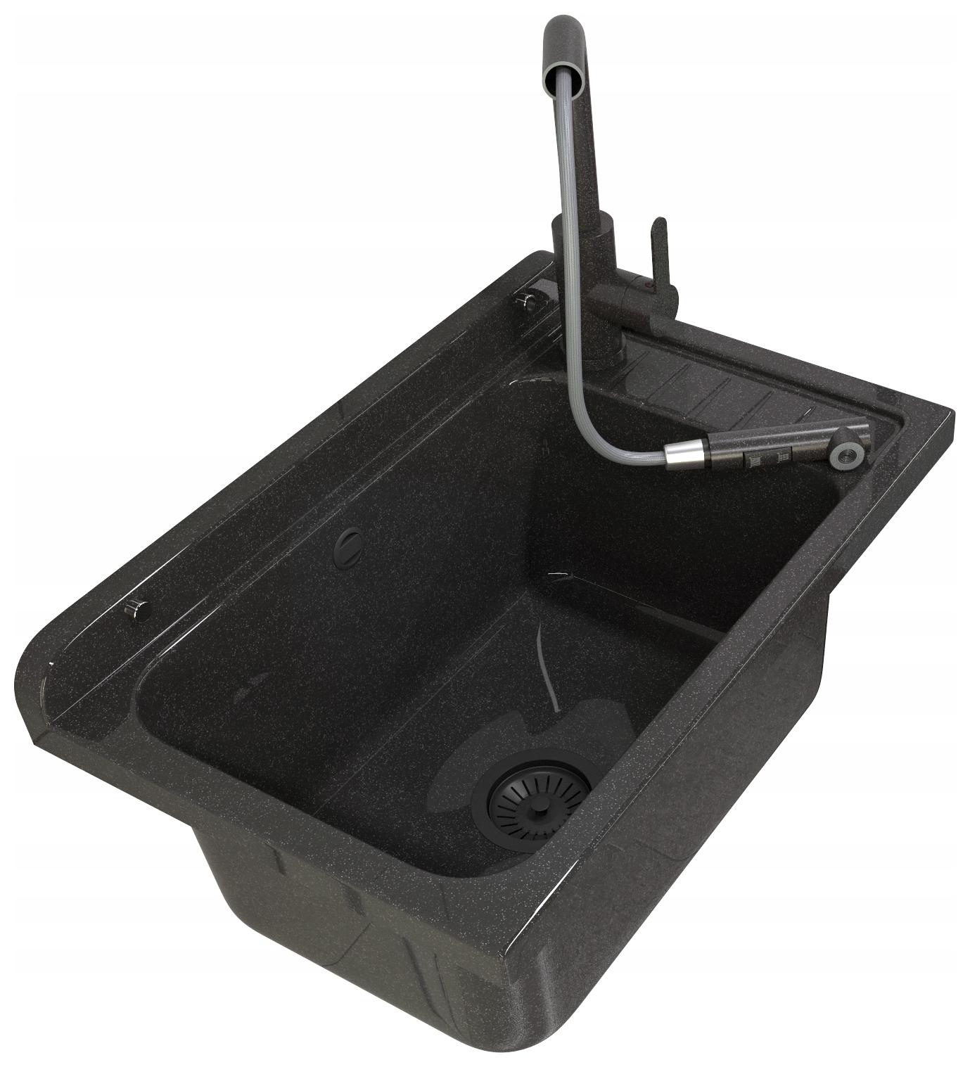 Technický Dřez Černá Nádrž Kohoutek Vytahovací Sprcha Prádelna Garáž Monza